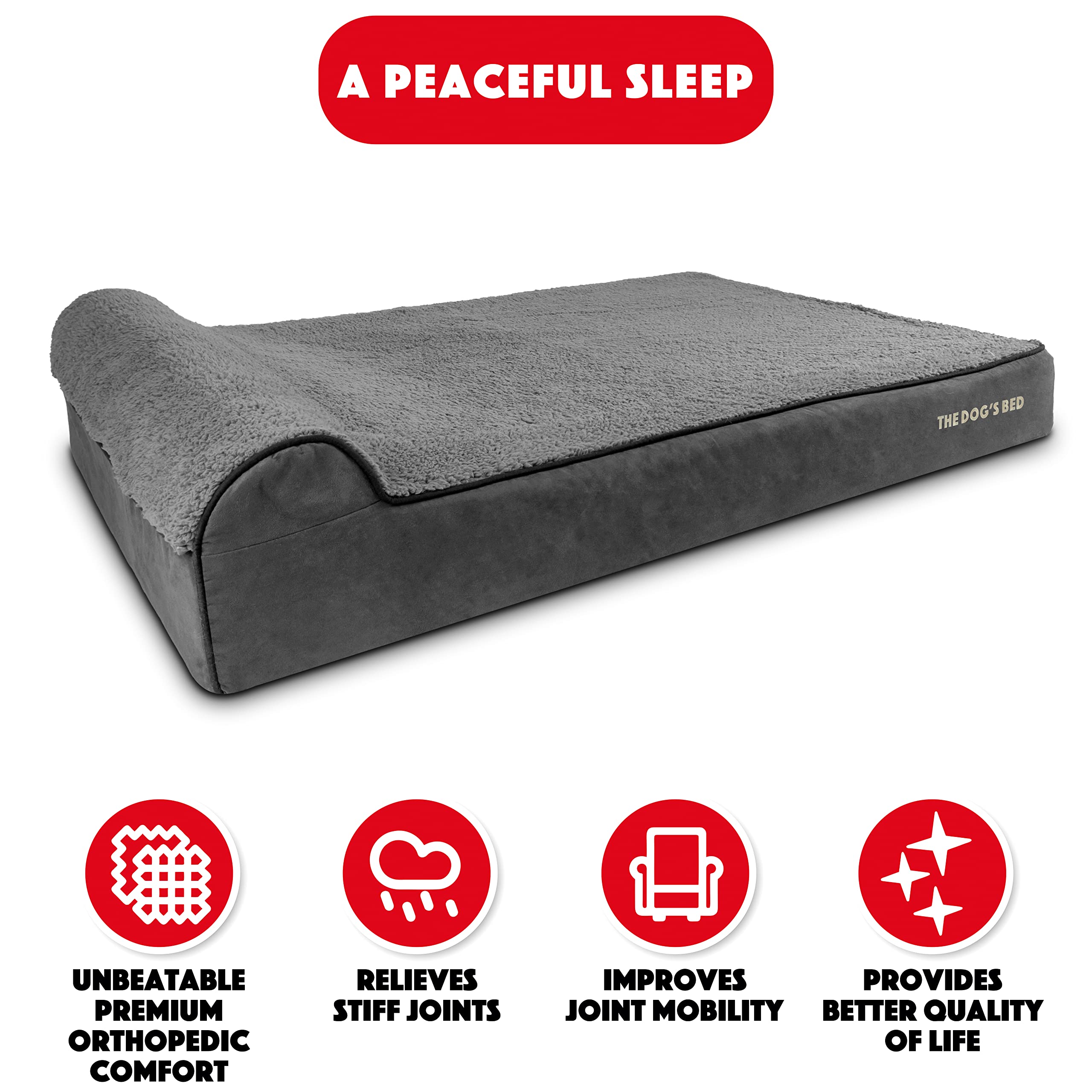 Matelas mousse à mémoire The Dog's Balls gris XXL pour chiens géants