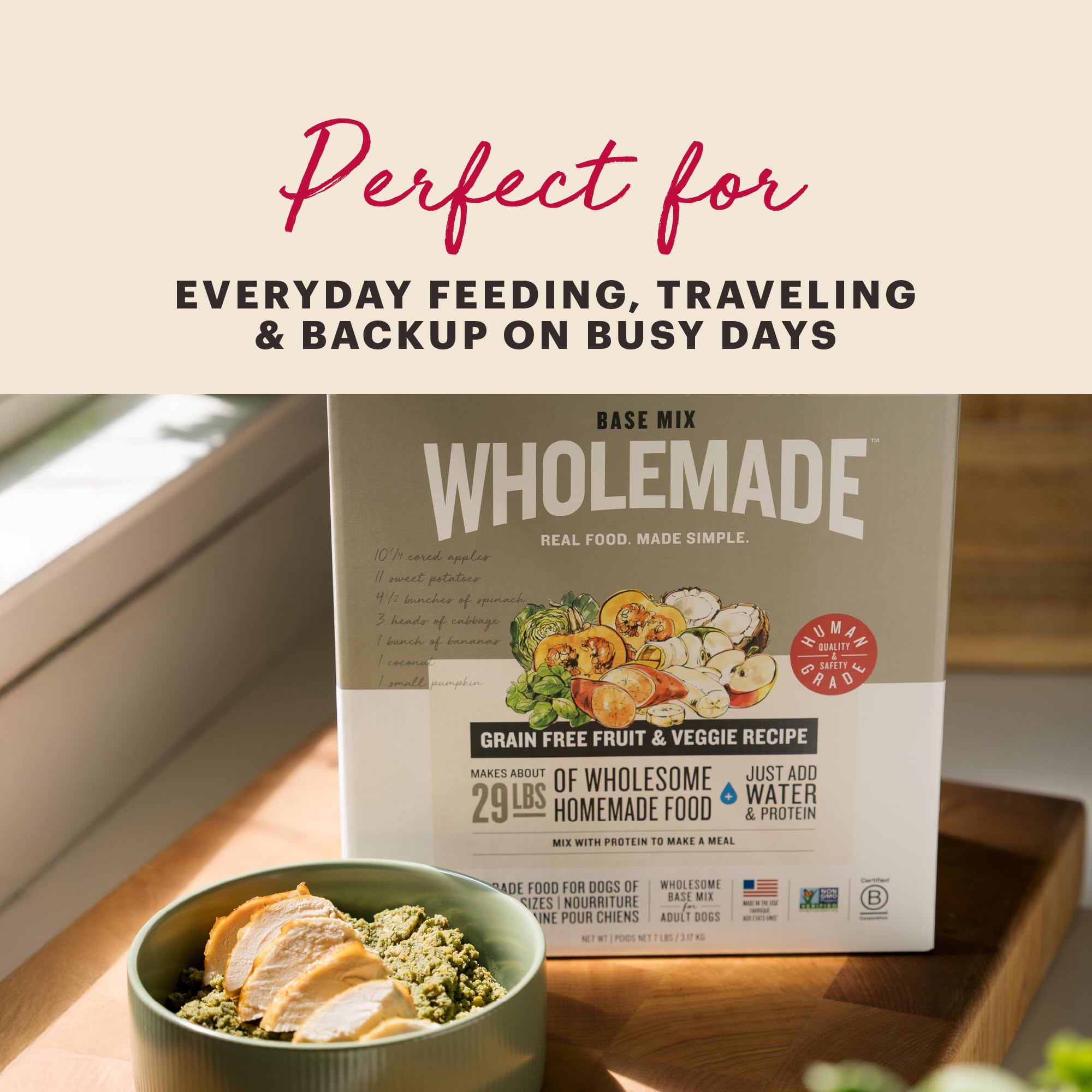 The Honest Kitchen – étiquette qualité alimentaire humaine sur le sachet.