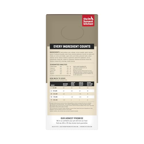 The Honest Kitchen Base Mix, ingrédients frais visibles et alimentation naturelle.