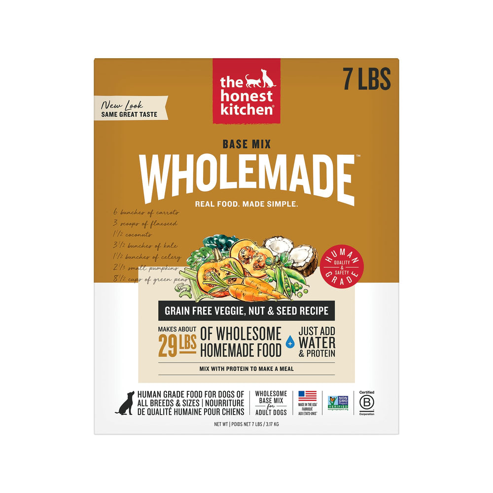 The Honest Kitchen base mix sans grains, versement d'eau chaude pour repas faciles.