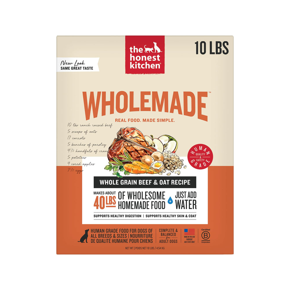 The Honest Kitchen boeuf-grain-entier-seche chien dans bol prêt à manger rapidement