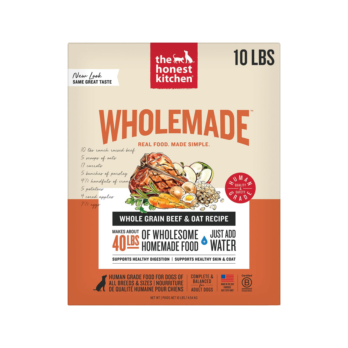 The Honest Kitchen boeuf-grain-entier-seche chien dans bol prêt à manger rapidement