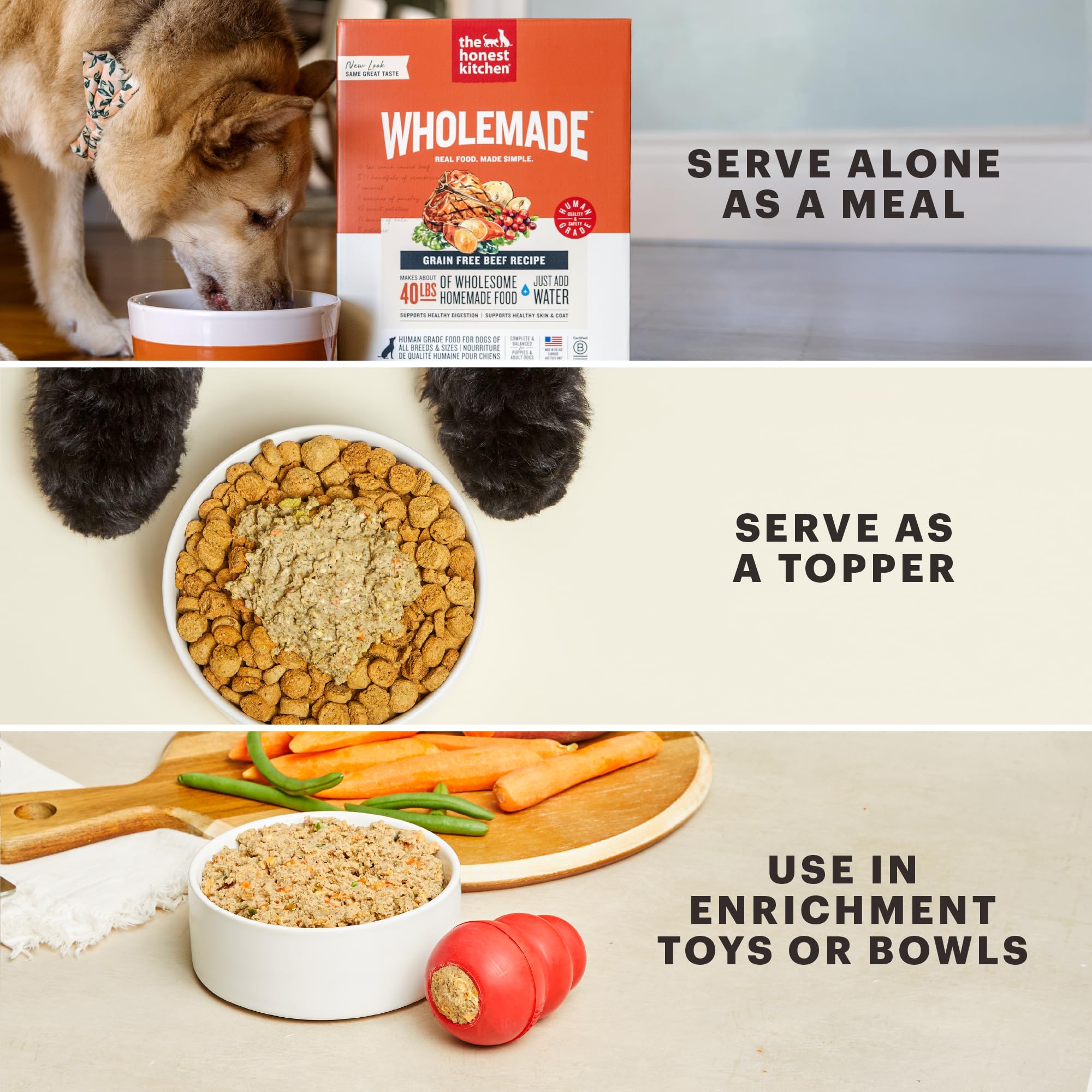 The Honest Kitchen topper-souple boeuf-grain-entier-seche topping nutritif