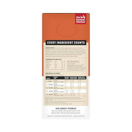 The Honest Kitchen Boeuf de qualité élevage, viande maigre pour repas naturel.