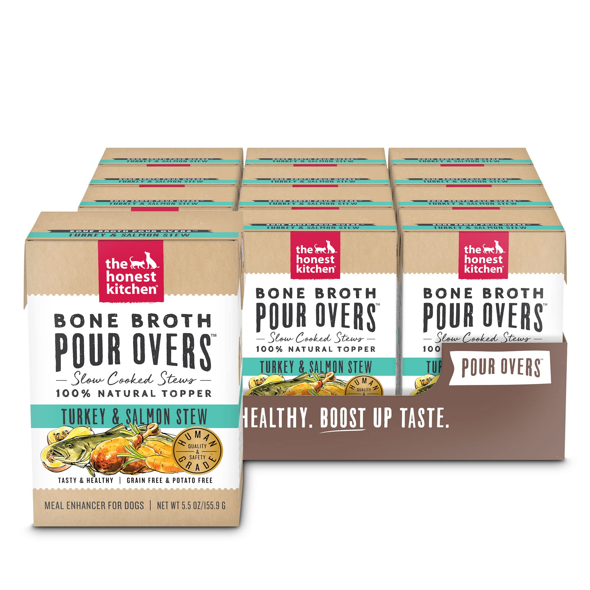 The Honest Kitchen bouillon dinde-saumon pour chiens, repas savoureux et équilibré.