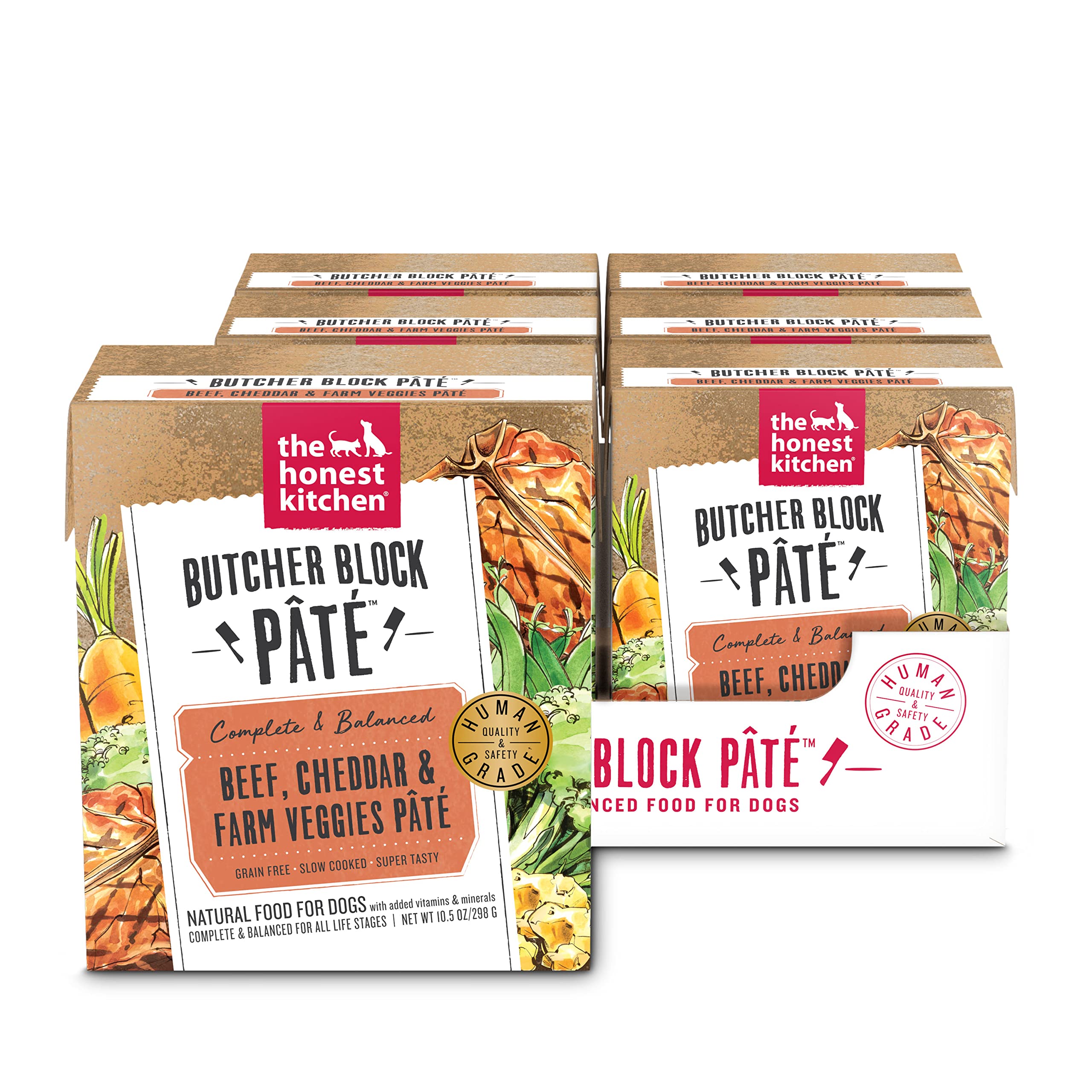 The Honest Kitchen Butcher Block Pâté boeuf cheddar légumes fermes repas complet et savoureux.