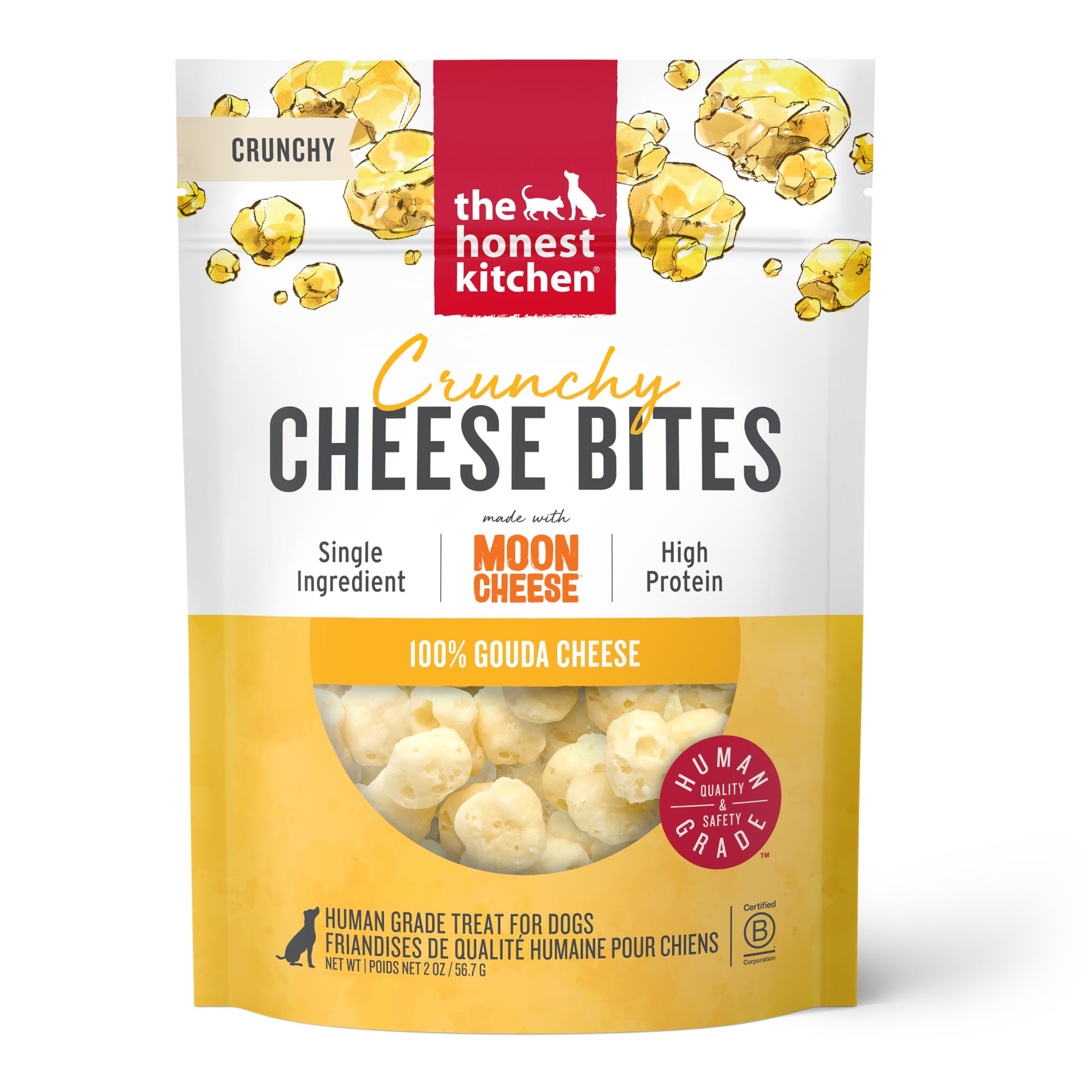 The Honest Kitchen Gouda bouchées – paquet 56 g, récompense pratique et savoureuse.