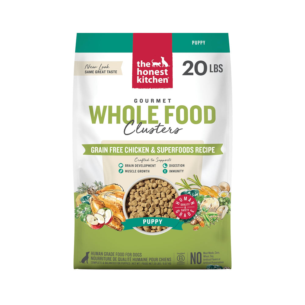 Sac The Honest Kitchen chiot poulet sans céréales, croquettes nutritives pour chiots.