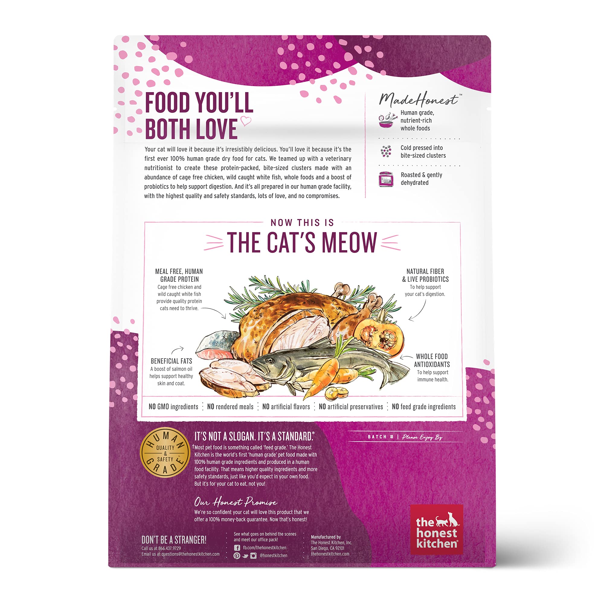 Probiotiques vivants dans The Honest Kitchen Clusters pour une digestion douce.