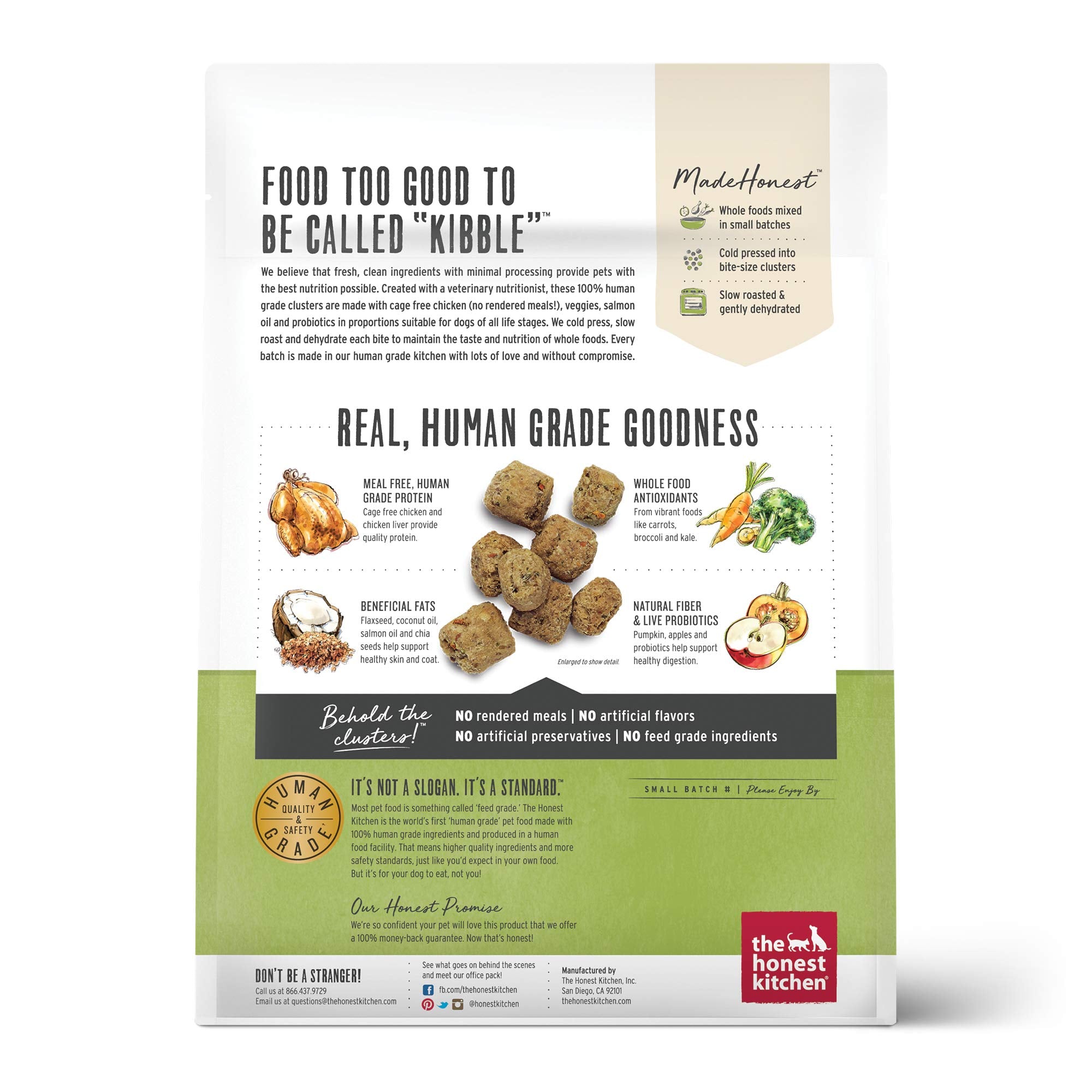 Texture digestible des Clusters The Honest Kitchen centrée poulet