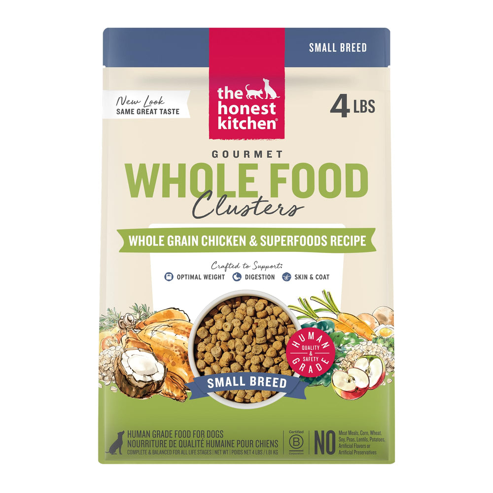The Honest Kitchen Clusters petites croquettes poulet — croquettes savoureuses pour chiens de petite race.