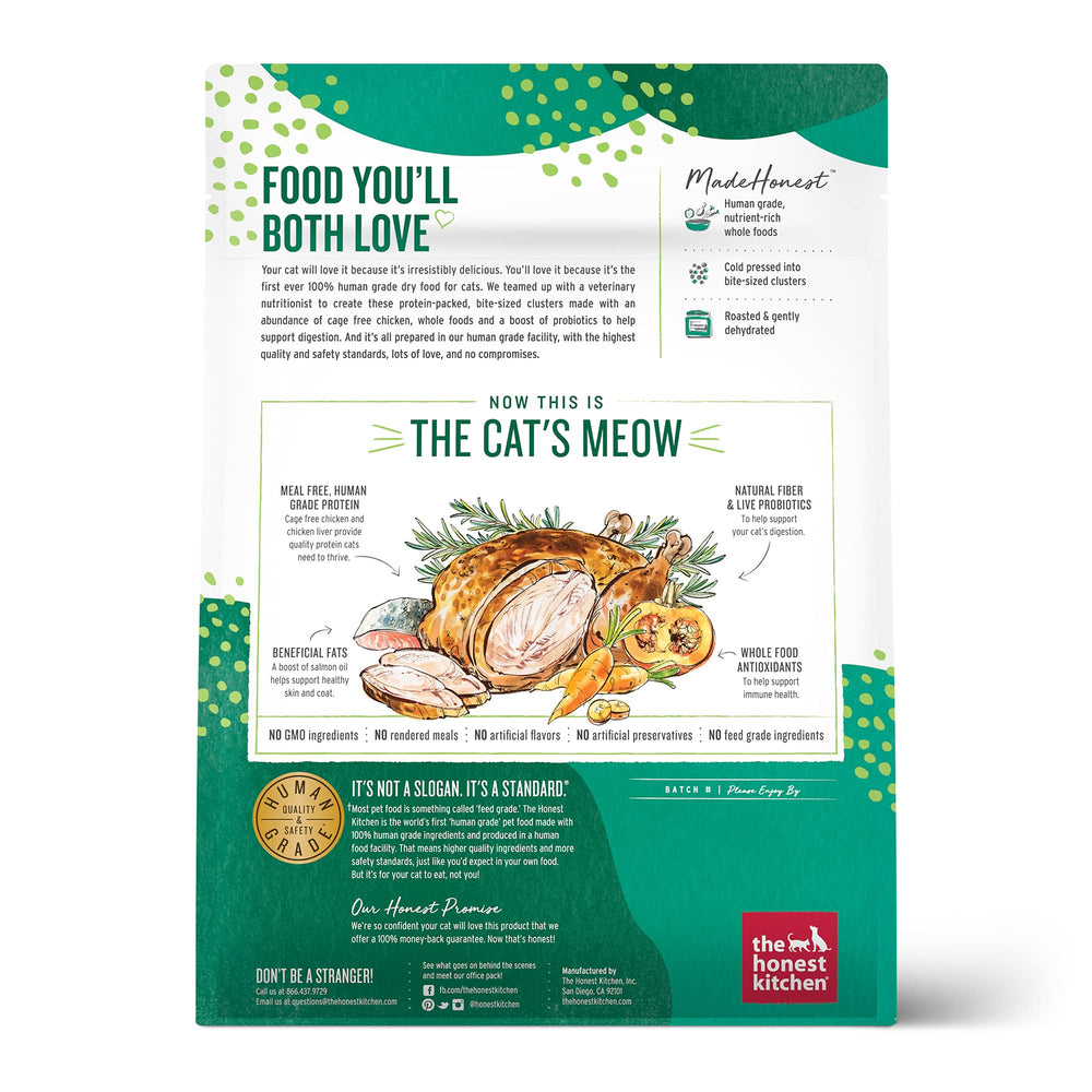 The Honest Kitchen Clusters poulet sans céréales – texture croquante mise en avant pour le repas.