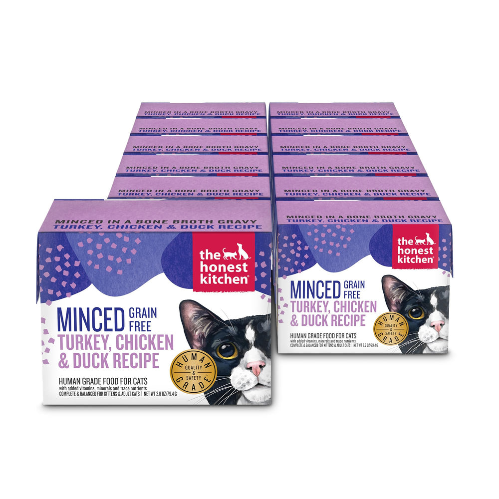 The Honest Kitchen dinde poulet canard hachee dans bouillon, texture appetente pour chats