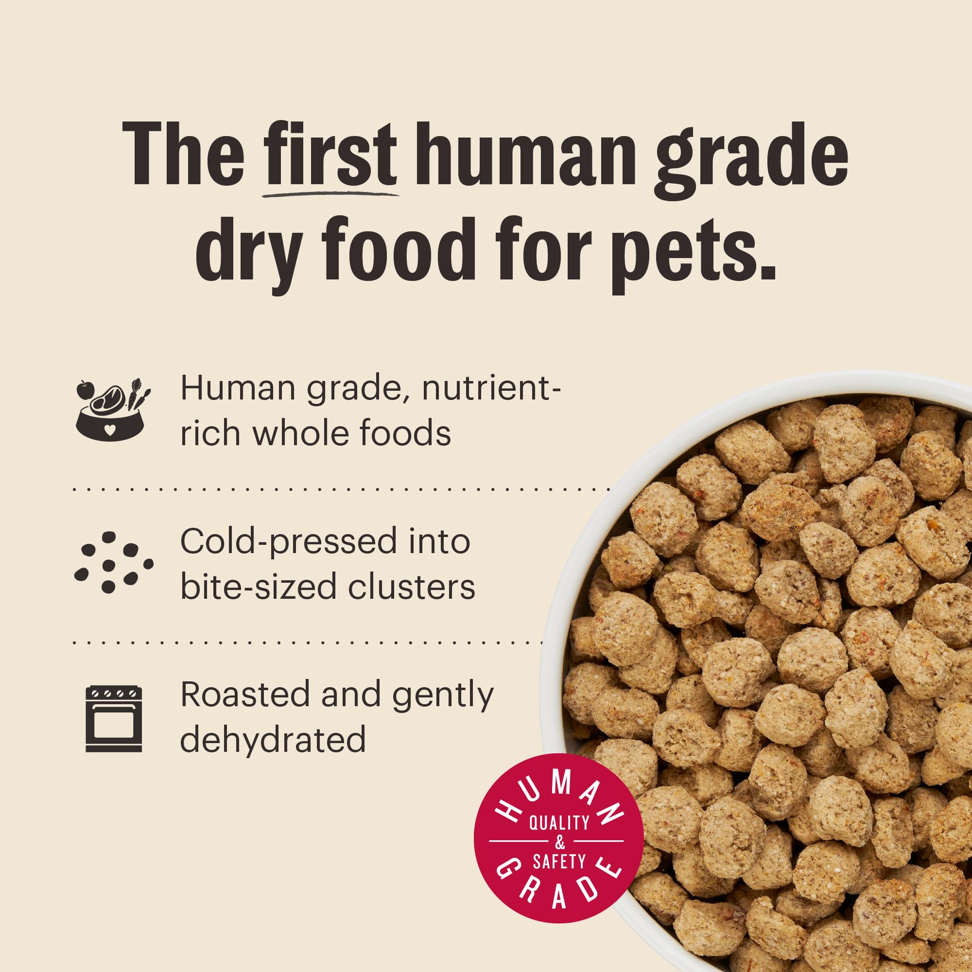 The Honest Kitchen Essential Clusters fabriqué aux États‑Unis avec des ingrédients sourcés mondialement