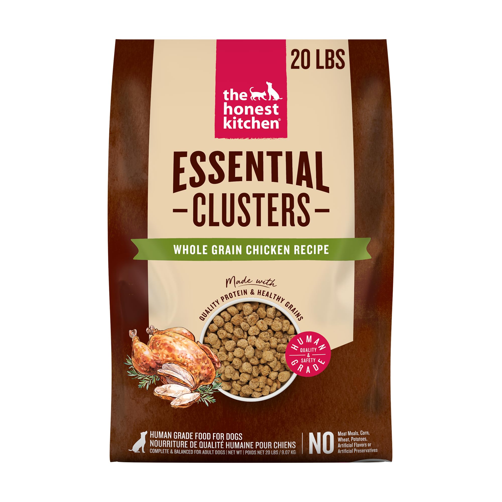 The Honest Kitchen Essential Clusters au poulet, bol quotidien sain pour chien actif
