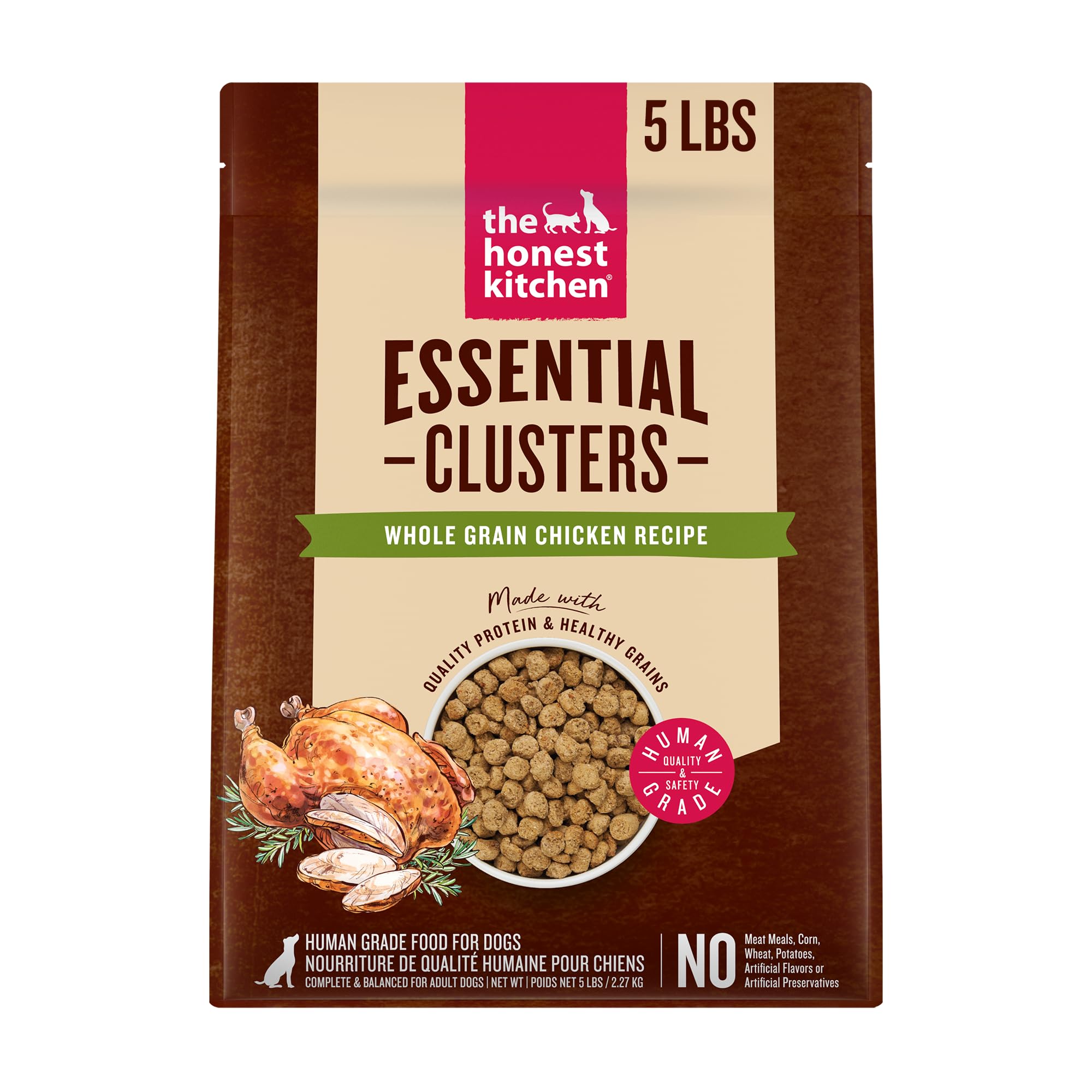 The Honest Kitchen Essential Clusters poulet entier 5 lb: repas équilibré pour chien.