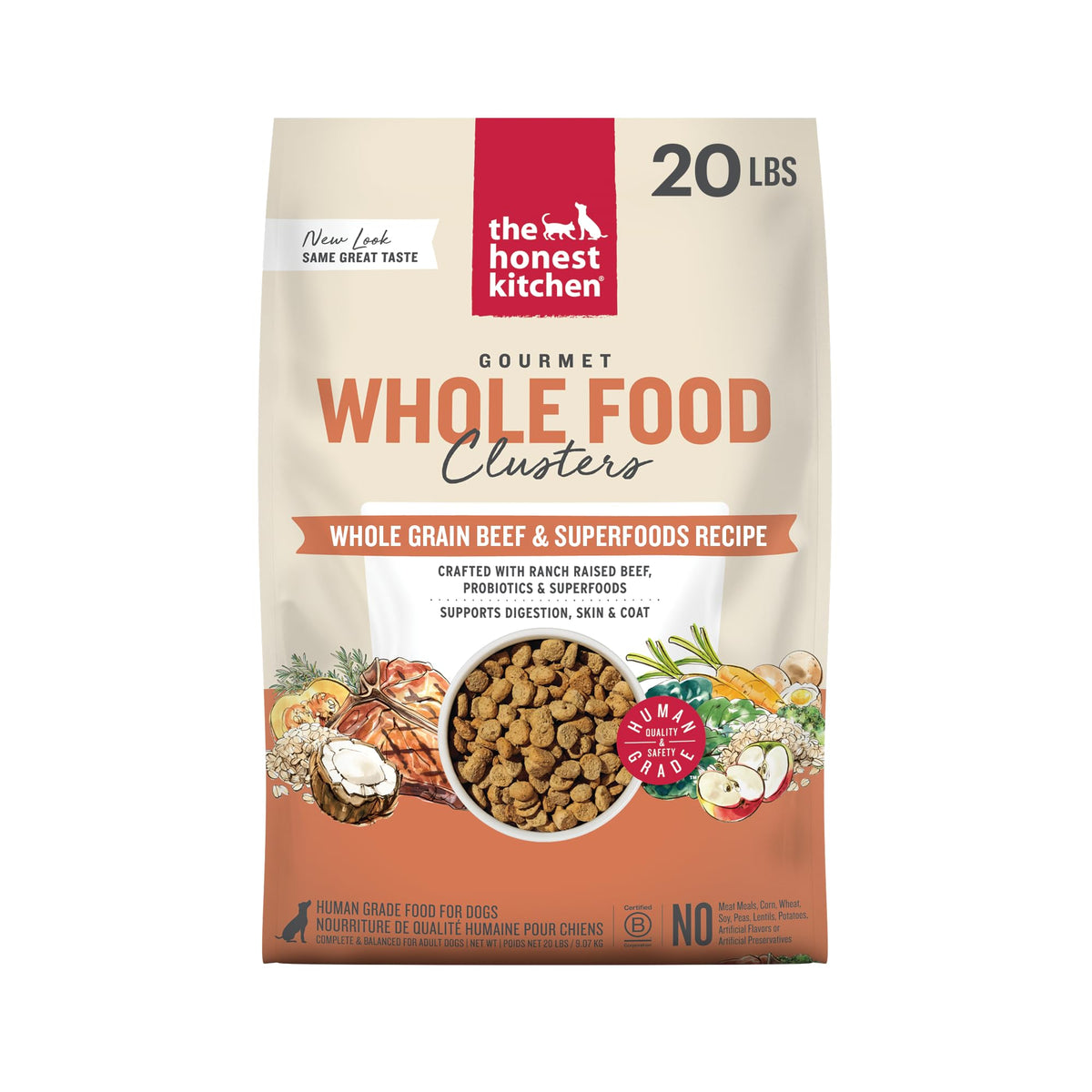 The Honest Kitchen – granulés boeuf et avoine, repas équilibré pour chien.
