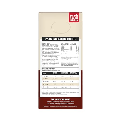 Ingrédients naturels The Honest Kitchen Wholemade pour chien senior.