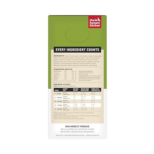 The Honest Kitchen – ingrédients réels poulet, haricots verts et patate douce pour chien.
