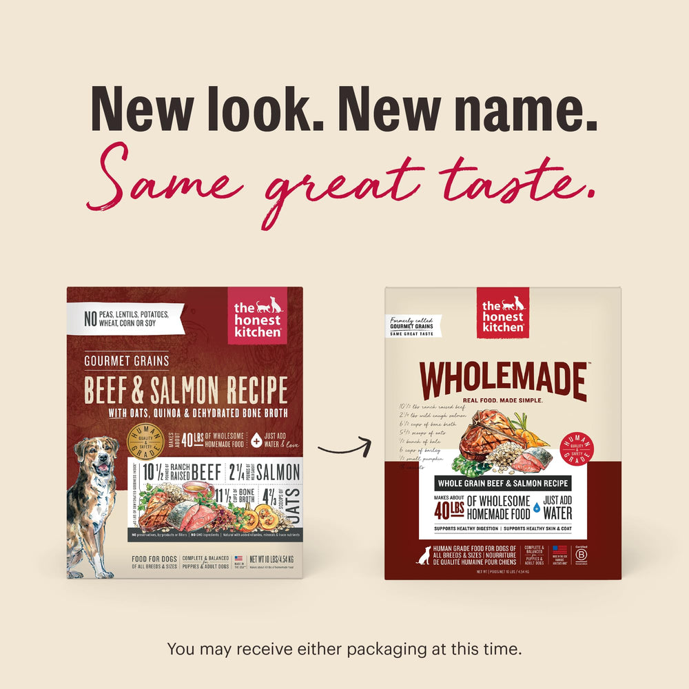 The Honest Kitchen Wholemade — nutrition complète pour chiots et chiens adultes.