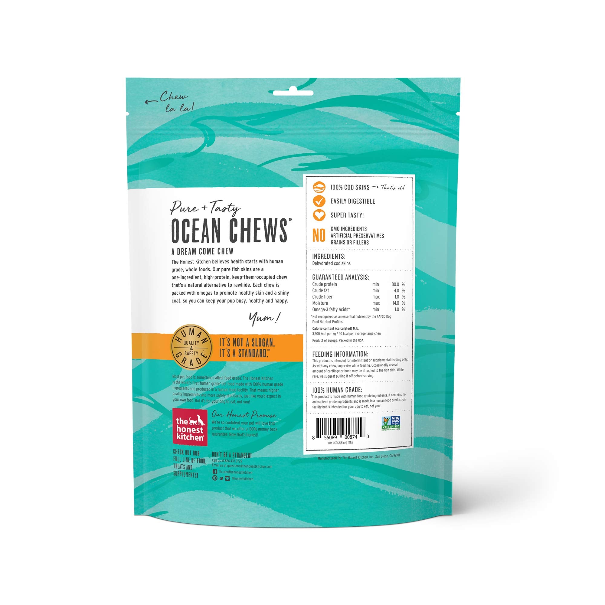 The Honest Kitchen Ocean Chews, emballage sans céréales pour chien