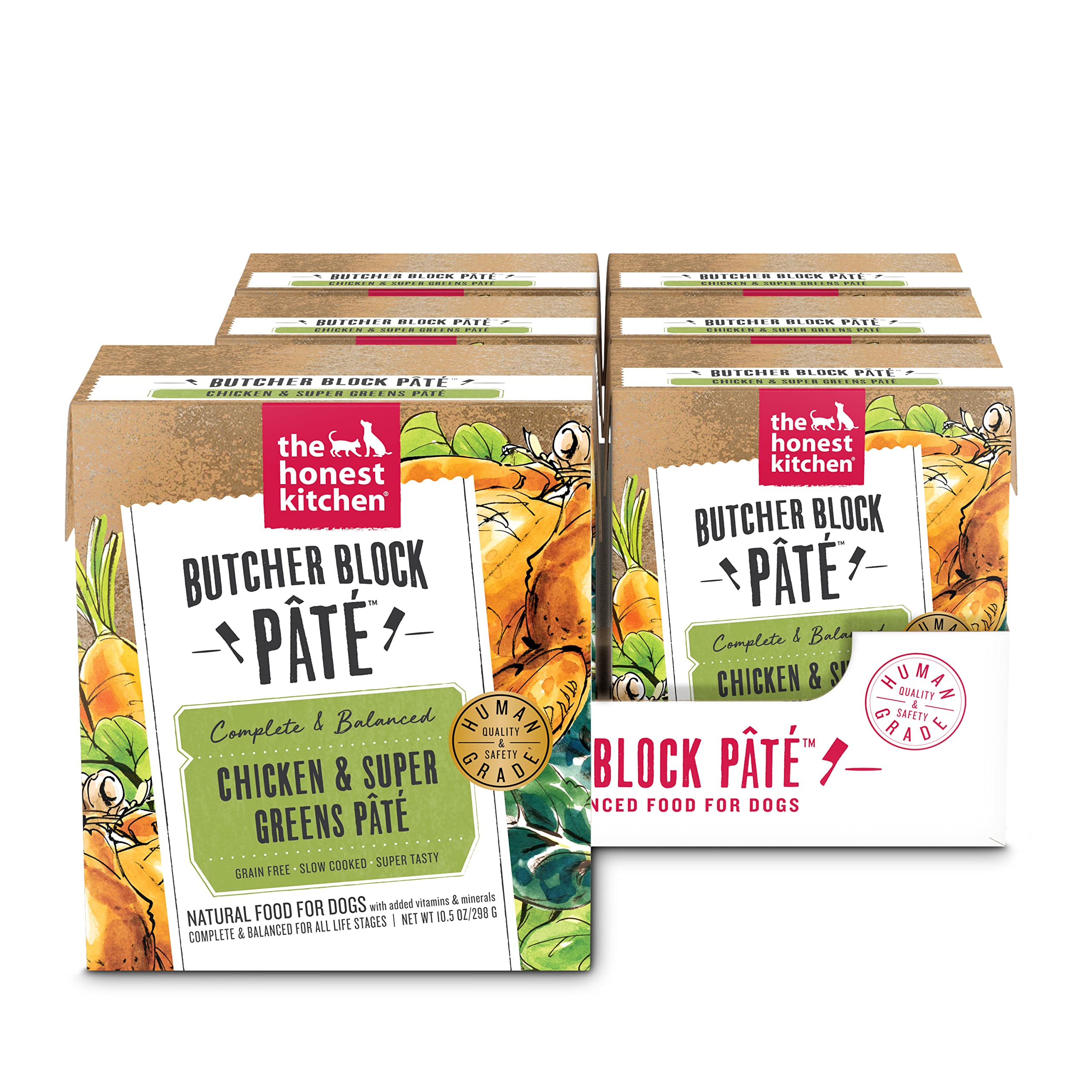 The Honest Kitchen Pâté poulet Super Greens, repas équilibré pour chiens.