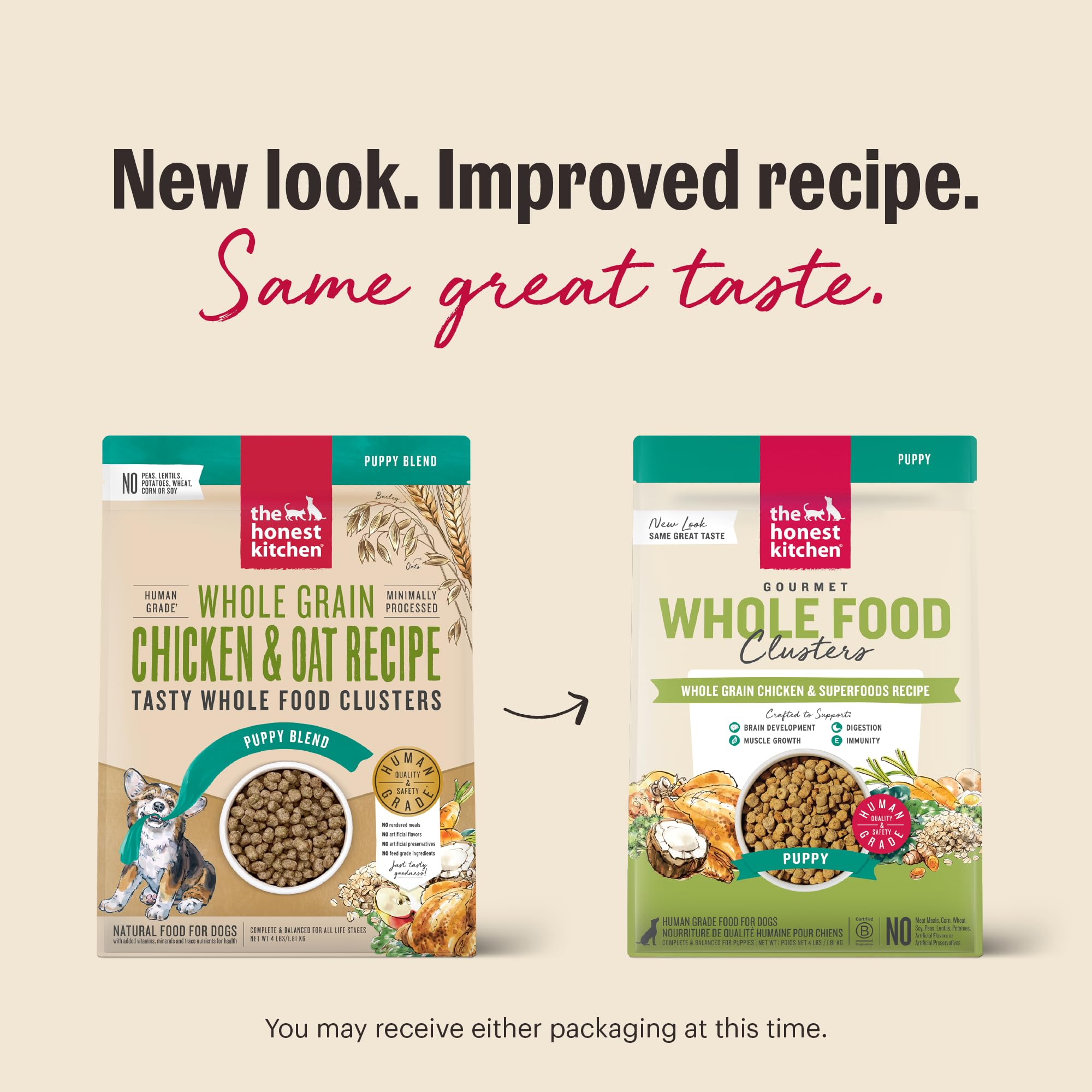The Honest Kitchen Clusters probiotiques vivants soutiennent une digestion confortable.