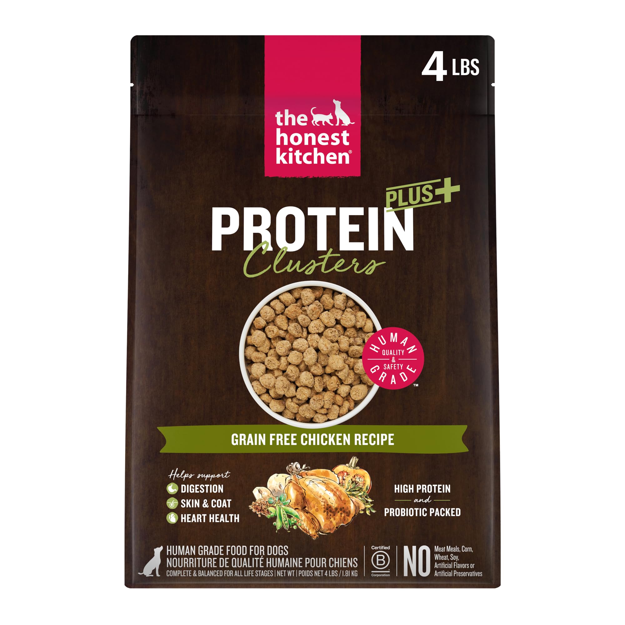The Honest Kitchen Protéine Plus+ Clusters au poulet, bouchées aromatiques favorisant la digestion.