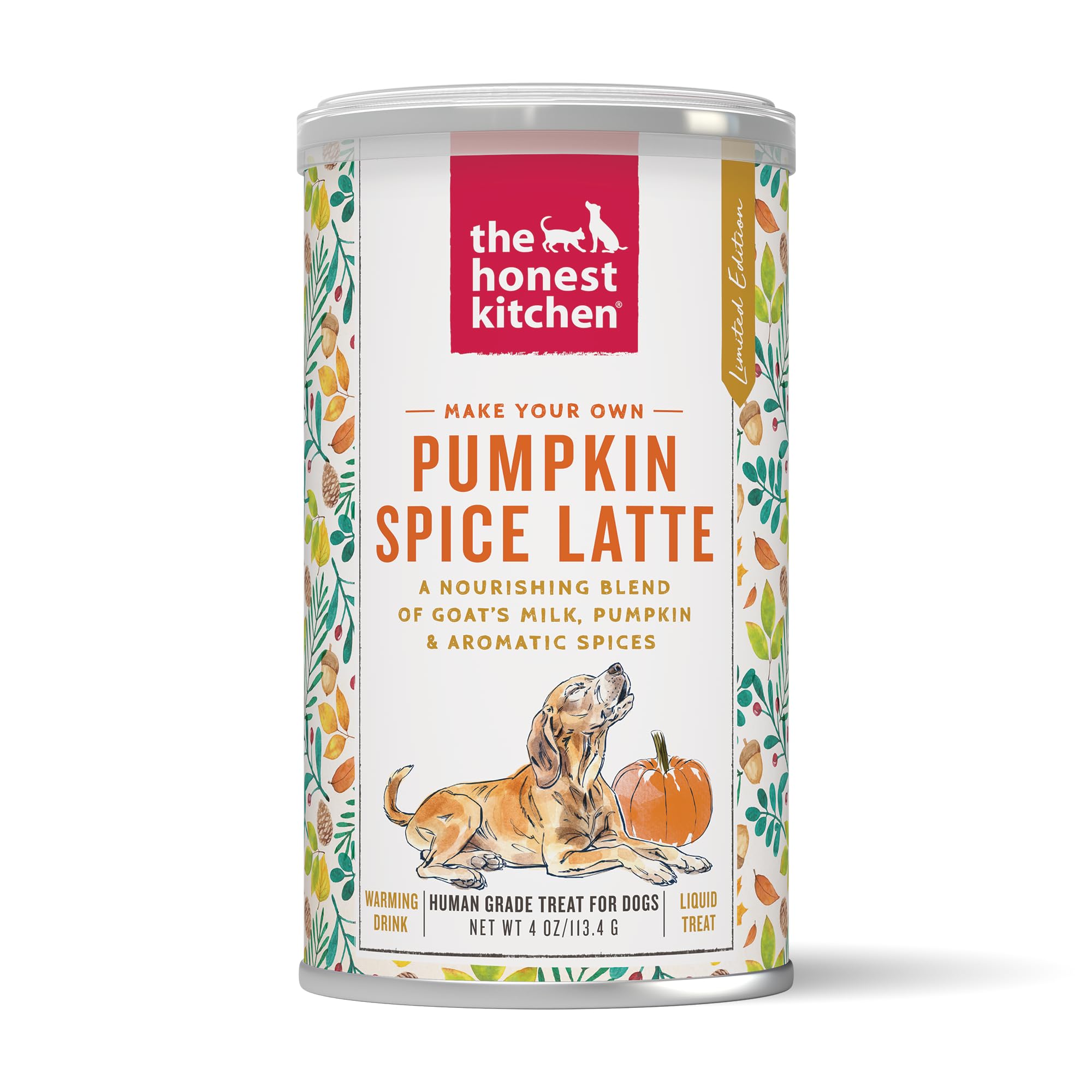The Honest Kitchen Pumpkin Spice Latte pour chien, bocal 4oz, pratique et hydratant.