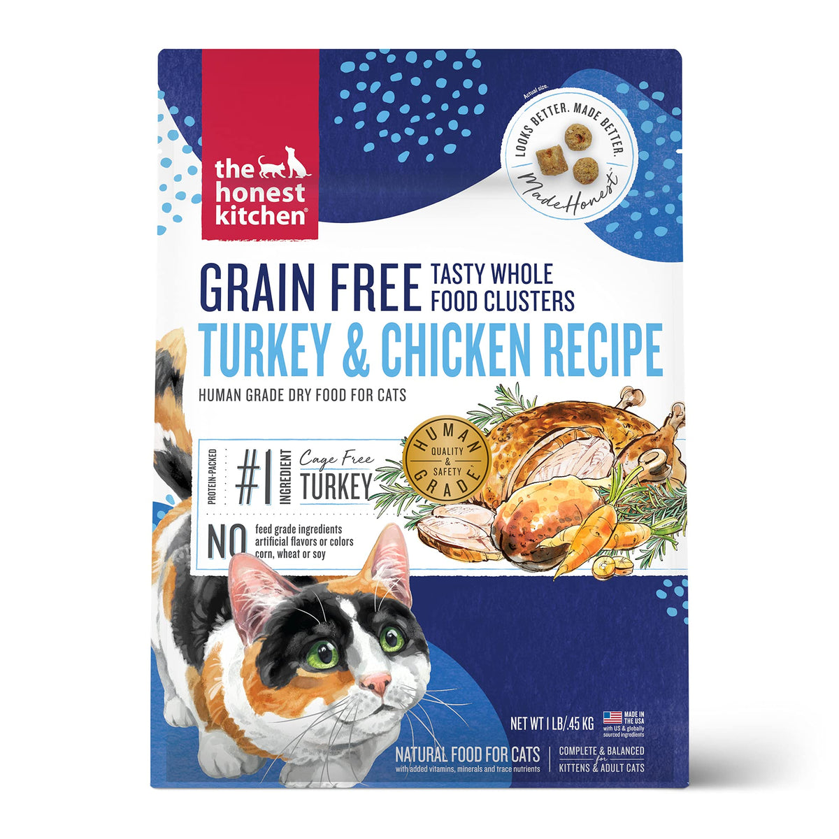 The Honest Kitchen – sachet-chat-dinde-poulet-face : repas pratique sans céréales.