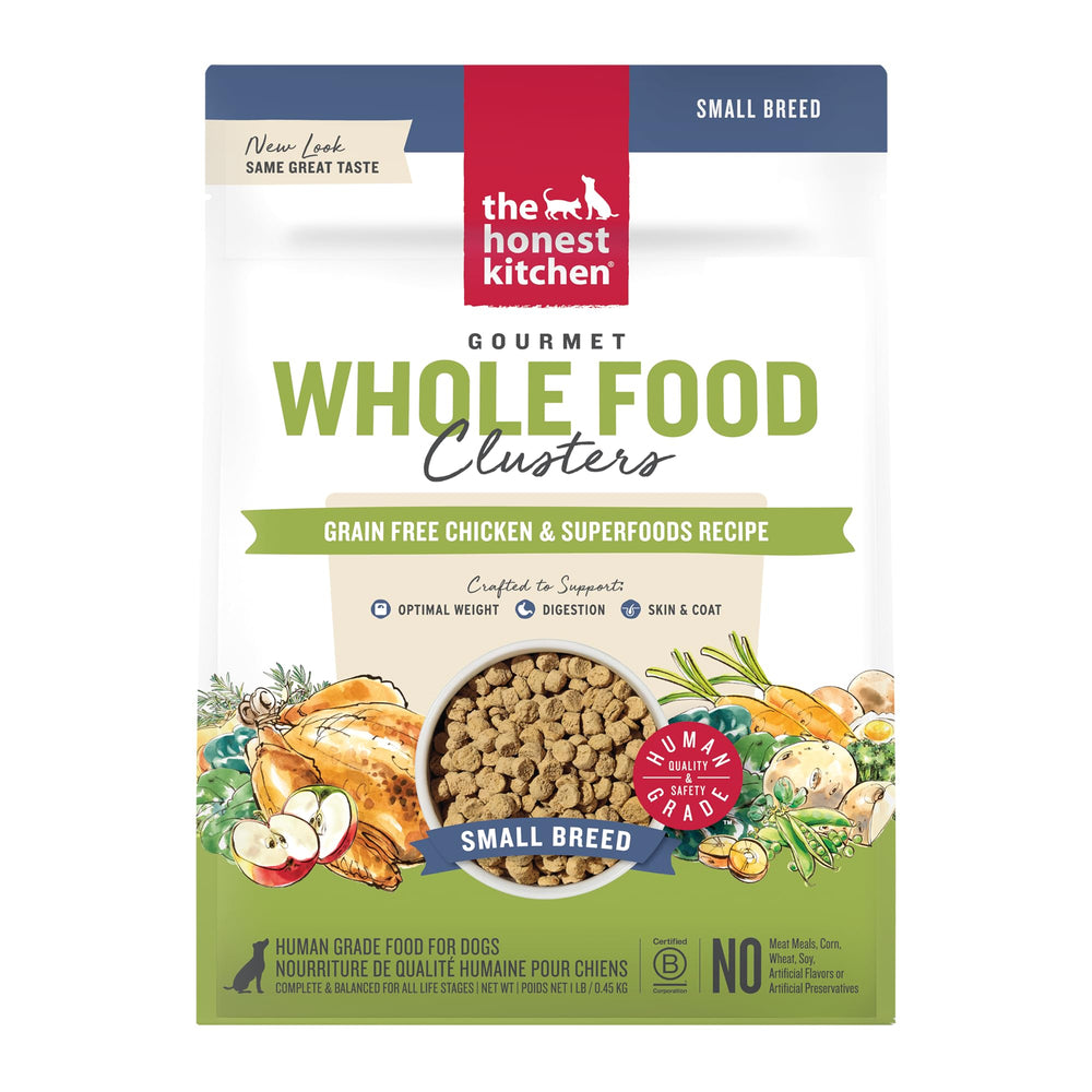 The Honest Kitchen sachet clusters poulet petit-chien, repas pratique et équilibré.