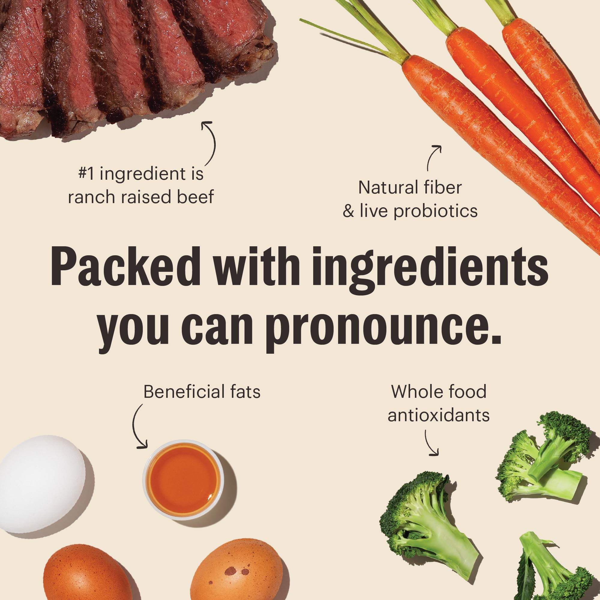 Formule sans céréales, sans additifs artificiels et sans remplissage.