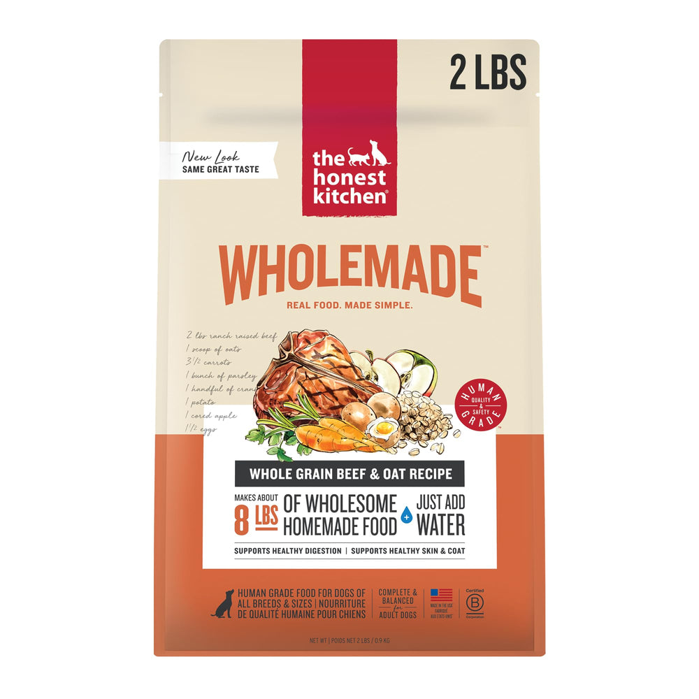 The Honest Kitchen Wholemade boeuf et avoine, sachet 2lb, réhydratation simple et complète
