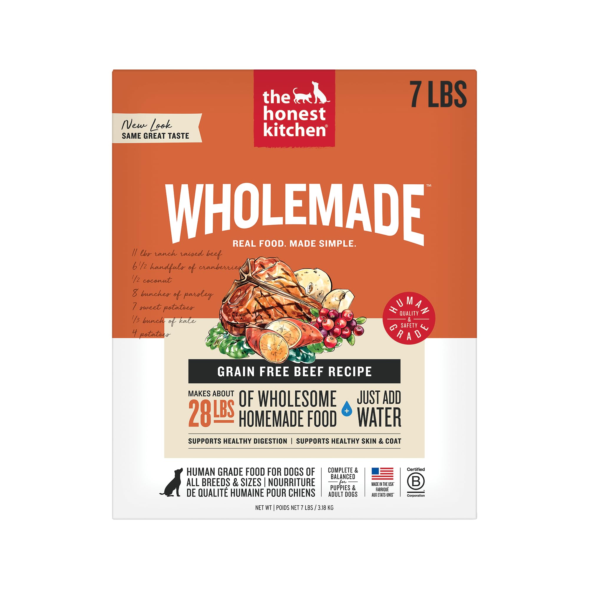 The Honest Kitchen Wholemade Boeuf sans céréales, boîte prête à servir.