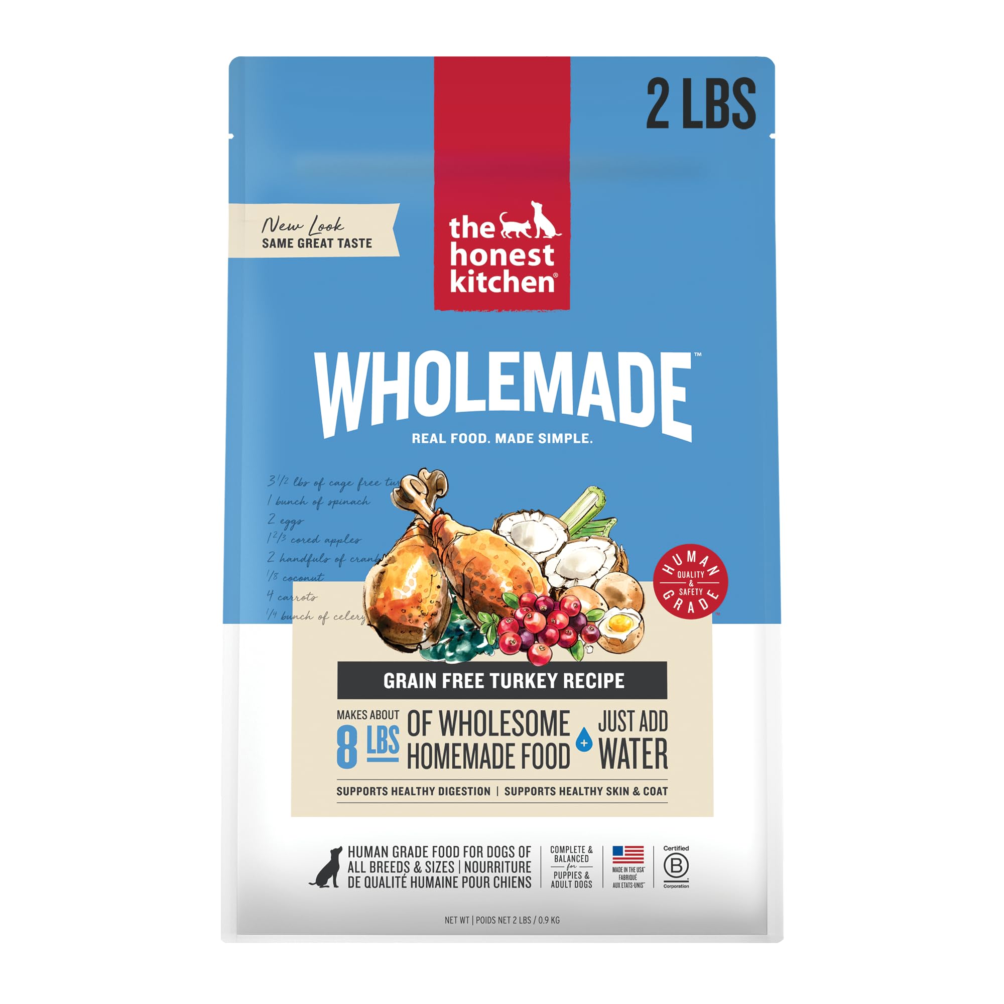 The Honest Kitchen Wholemade déshydraté dinde pour chien – ouverture du sac pratique pour repas rapide