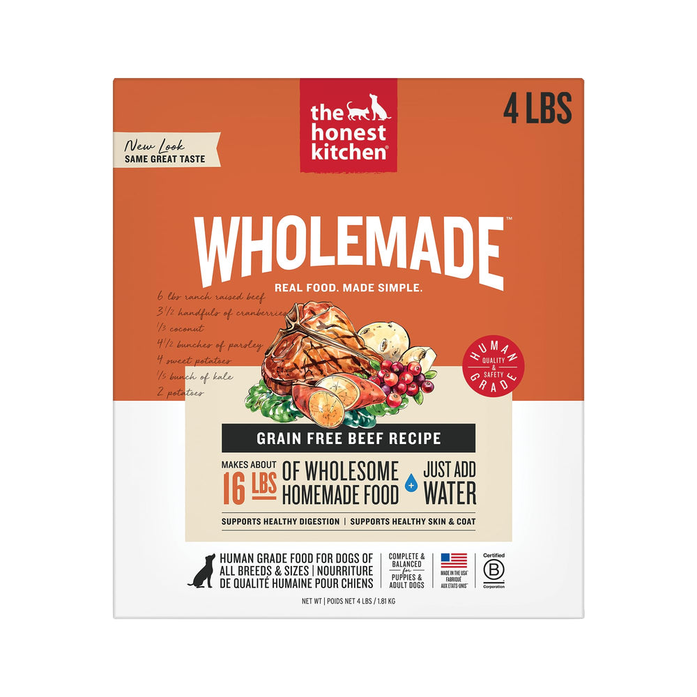 The Honest Kitchen Wholemade déshydraté pour chien au boeuf, prêt en 3 minutes.