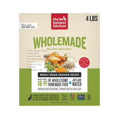 The Honest Kitchen Wholemade avec poulet élevé en liberté et ingrédients entiers visibles, option repas maison.