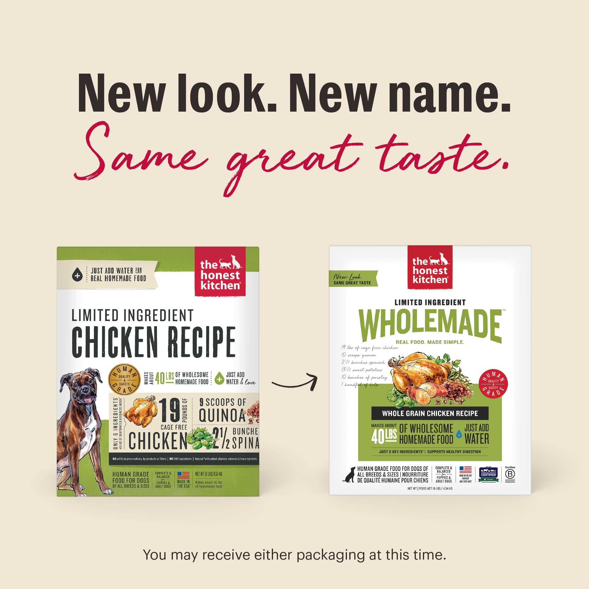 The Honest Kitchen Wholemade poulet, nourriture complète déshydratée pour chiots et adultes