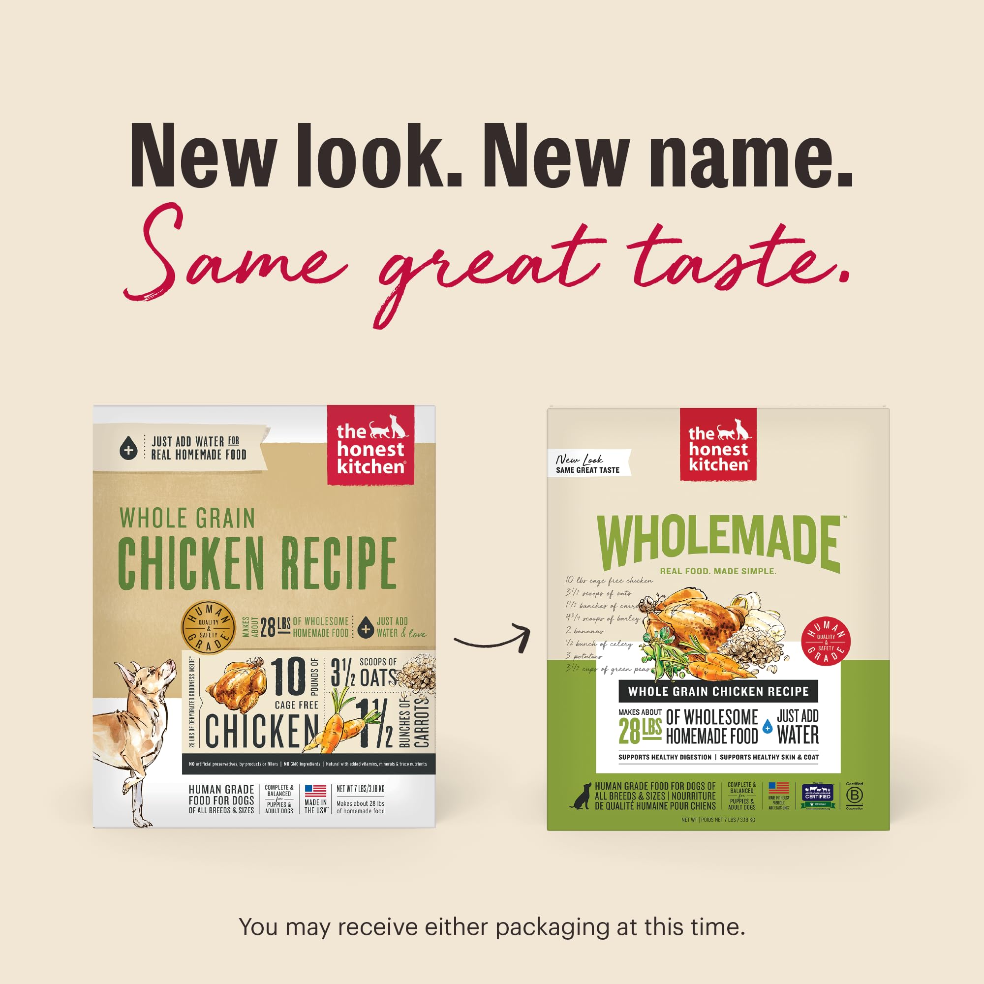 The Honest Kitchen WholeMade réhydraté produit 4x son poids en portion nourrissante.