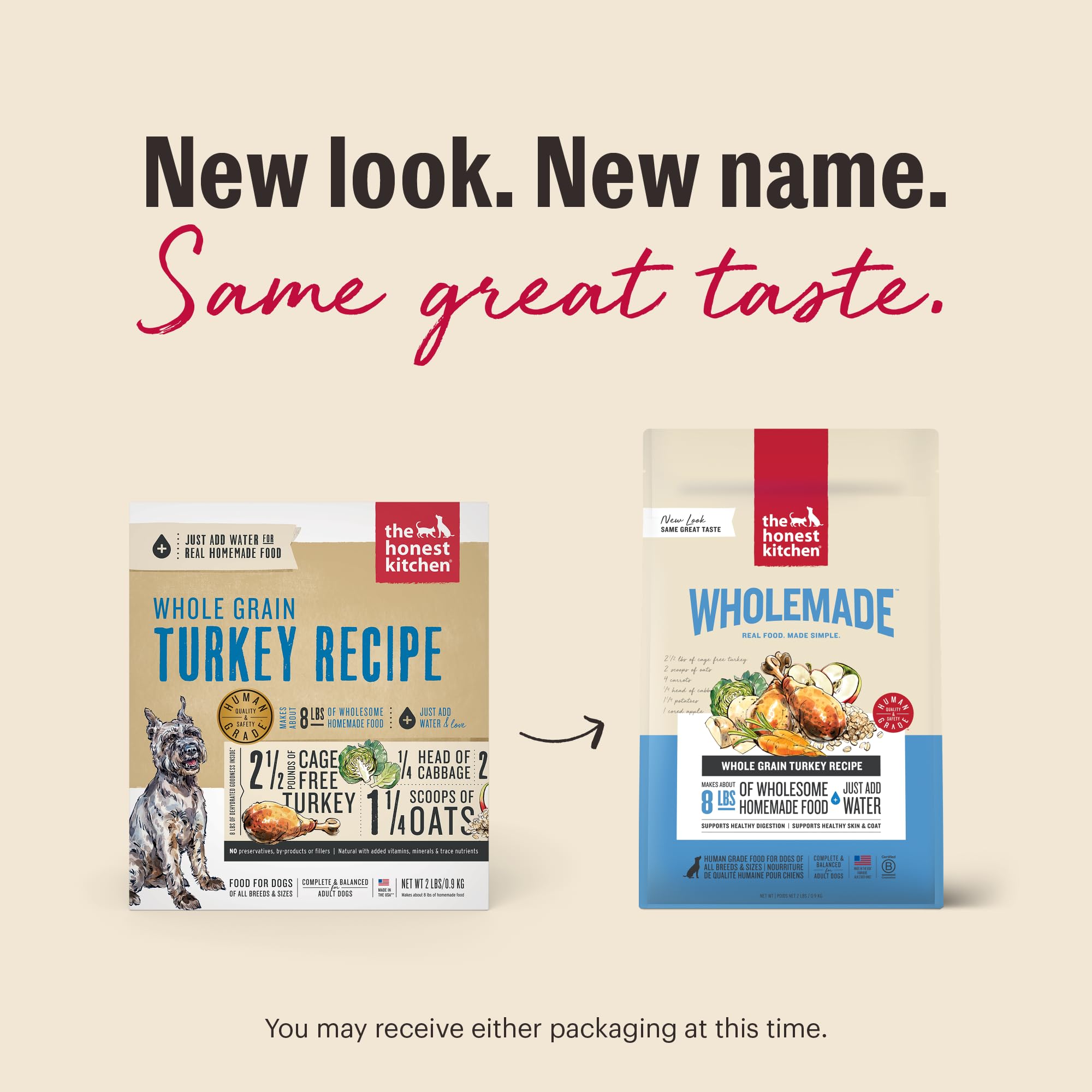 The Honest Kitchen Wholemade ingrédients dinde avoine pomme pour chien.