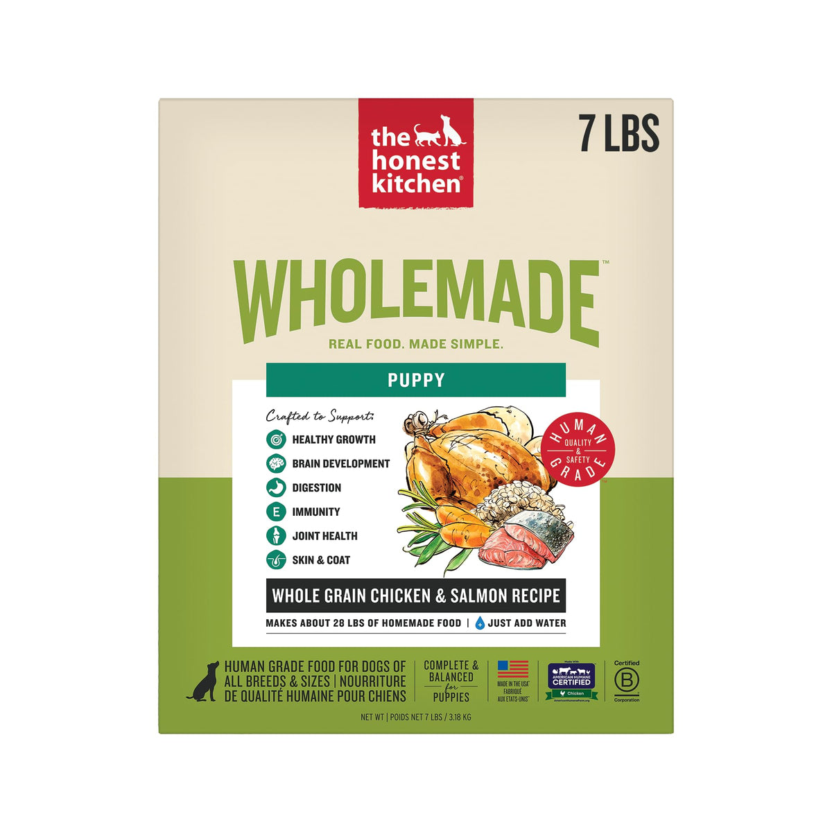 The Honest Kitchen Wholemade sac chiot poulet et saumon, repas pratique