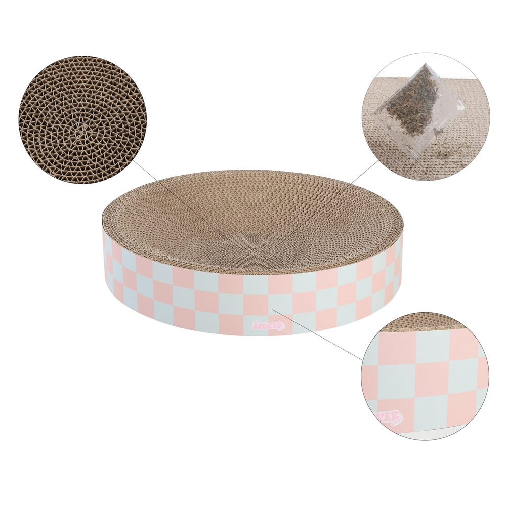 Forme ronde offrant grande surface de griffage et espace de repos.