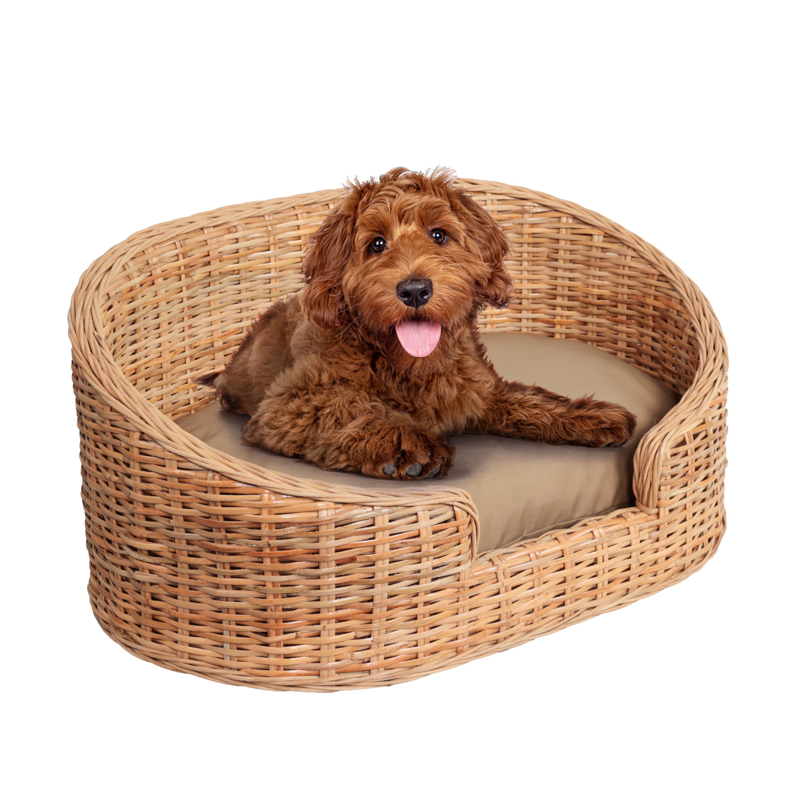 Le lit The LICKER STORE DBD1001B en rotin tissé pour chien durable et élégant.
