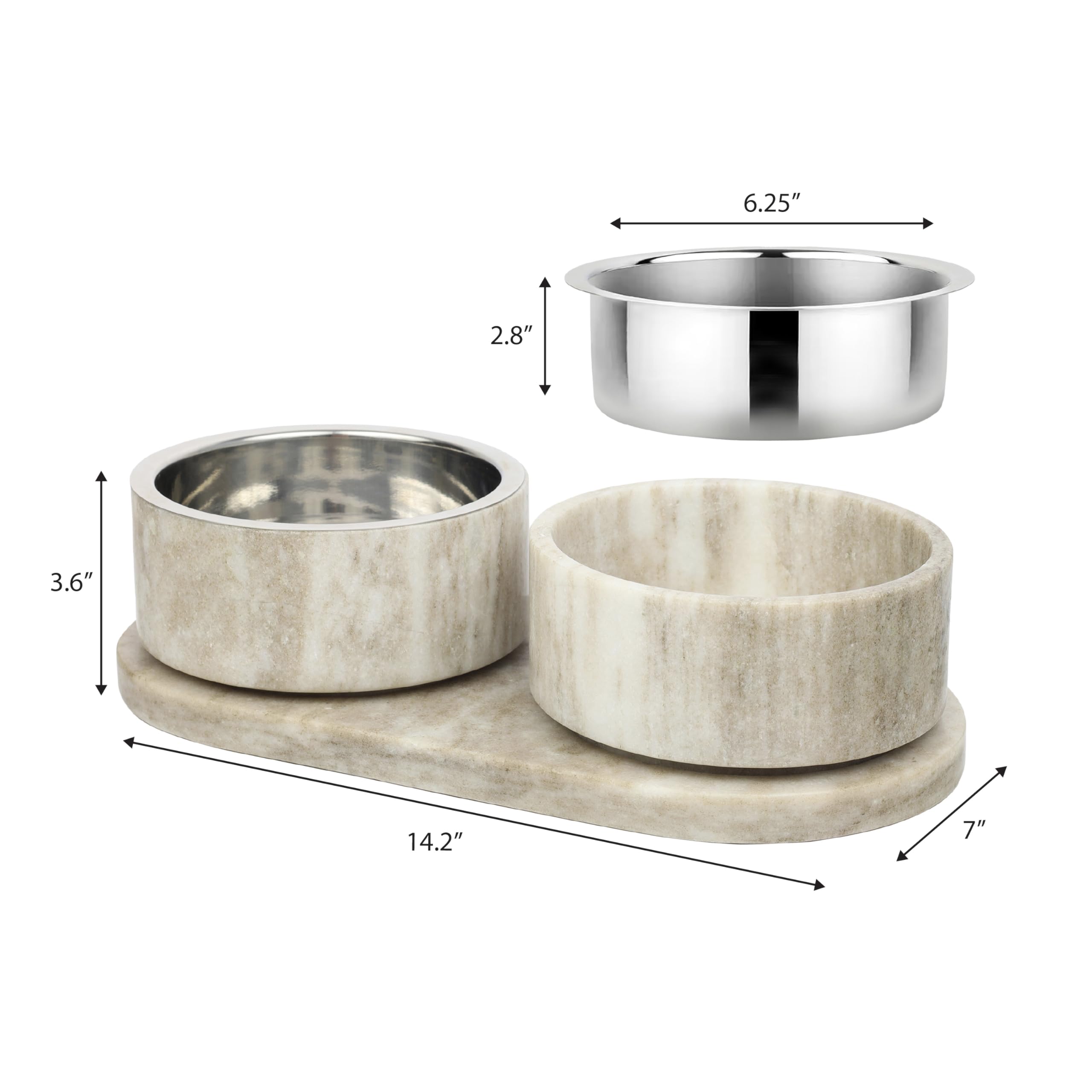Capacité de 12oz par bol pour doser les repas des animaux.