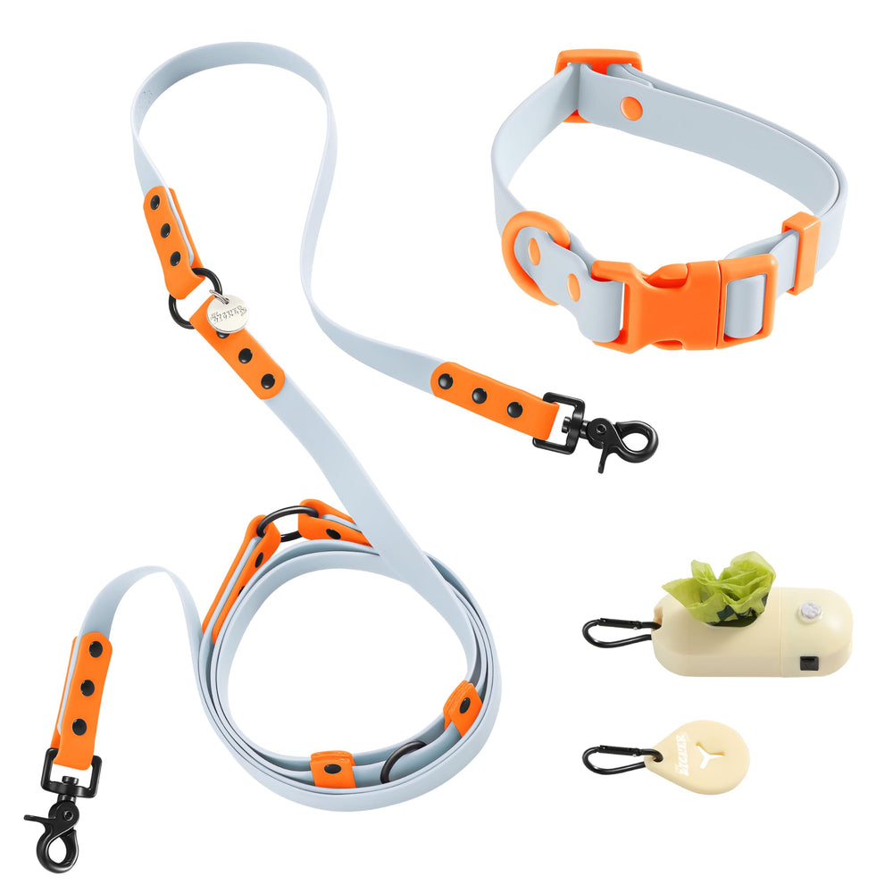 Le Luna THE LICKER STORE: ensemble longe et collier bleu-orangé, confort et polyvalence.