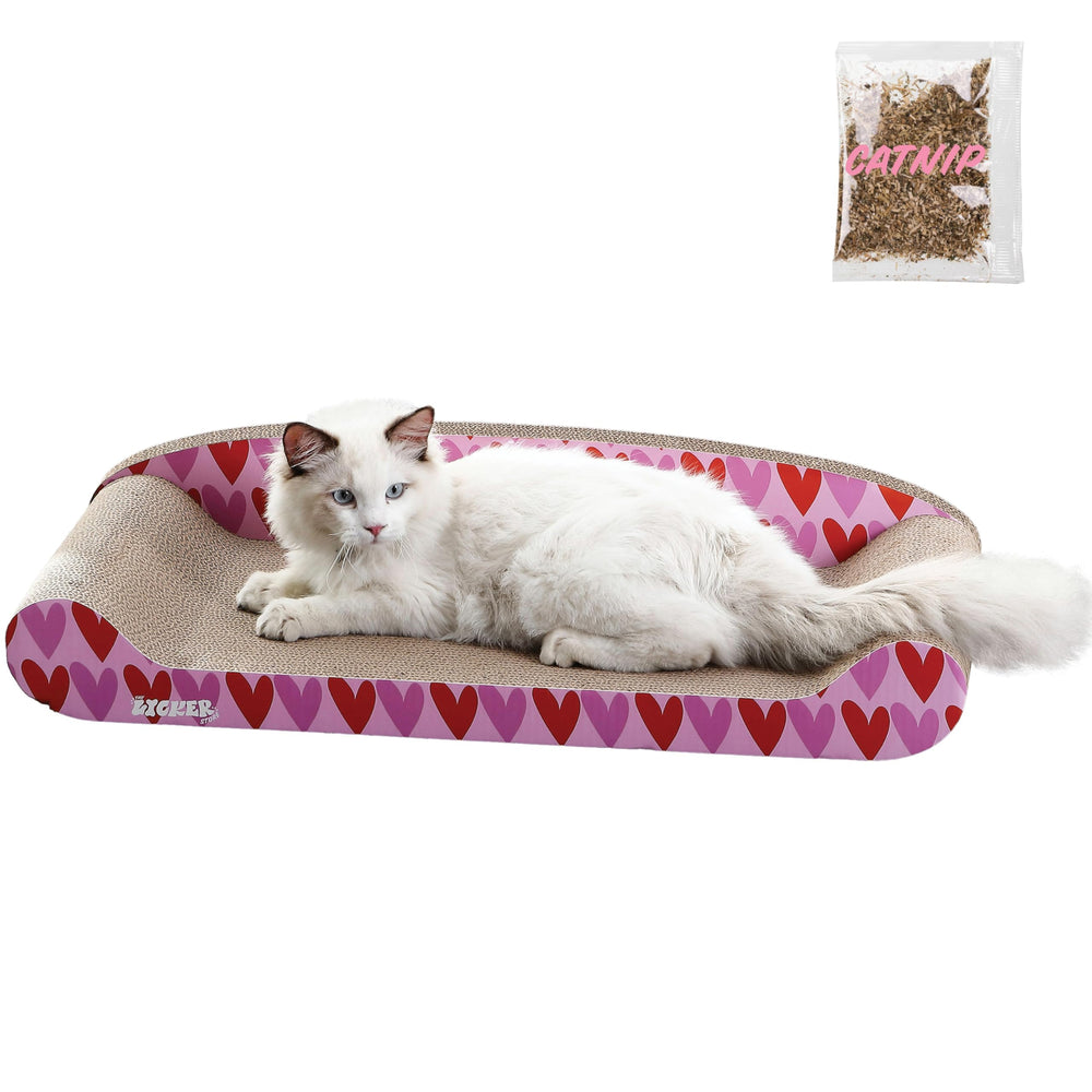 Le LICKER STORE Montego 27,5: grattoir-chat lounge rose et cœur.