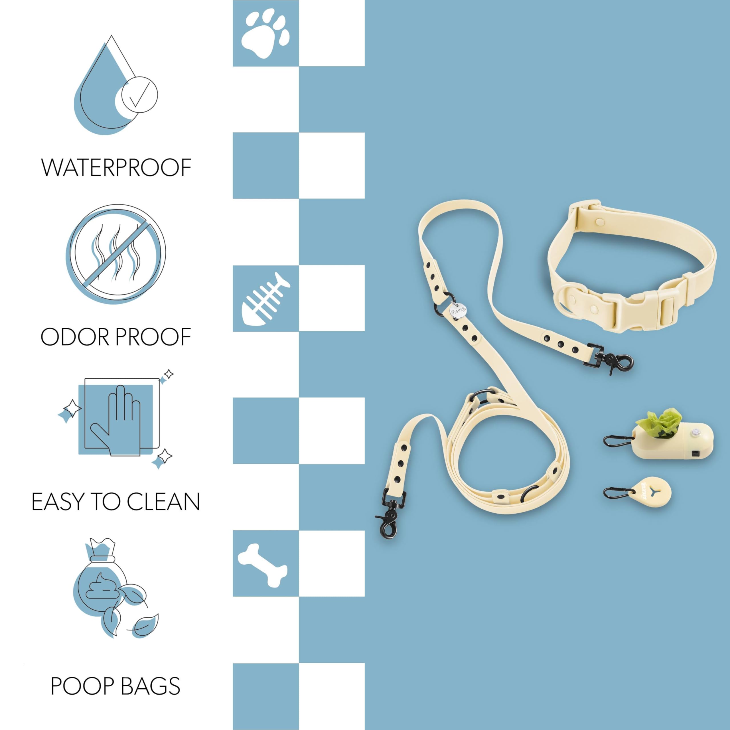 THE LICKER STORE WLK1006L-5SET Luna Large - laisse et collier PVC-coate-confort
