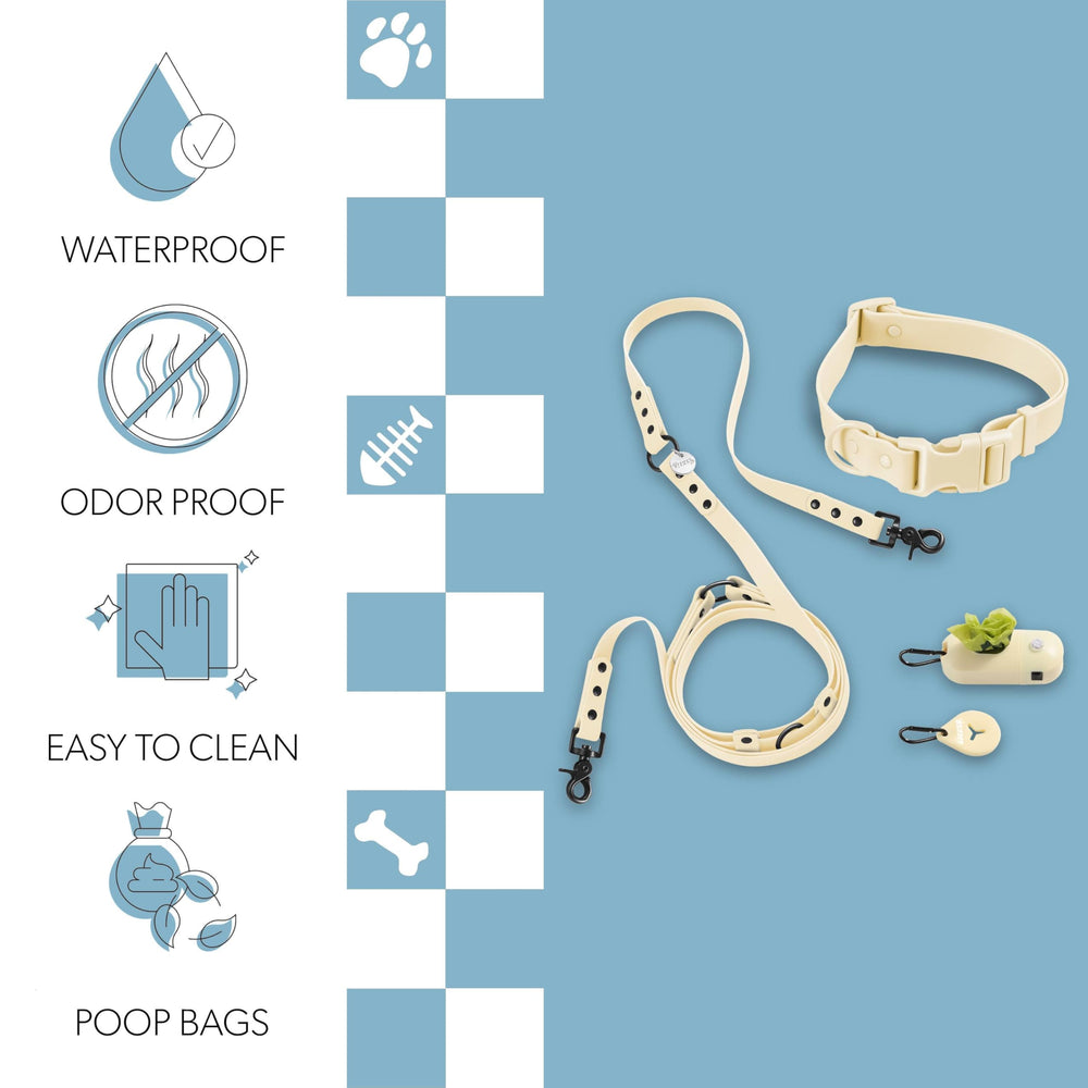 THE LICKER STORE WLK1006L-5SET Luna Large - laisse et collier PVC-coate-confort