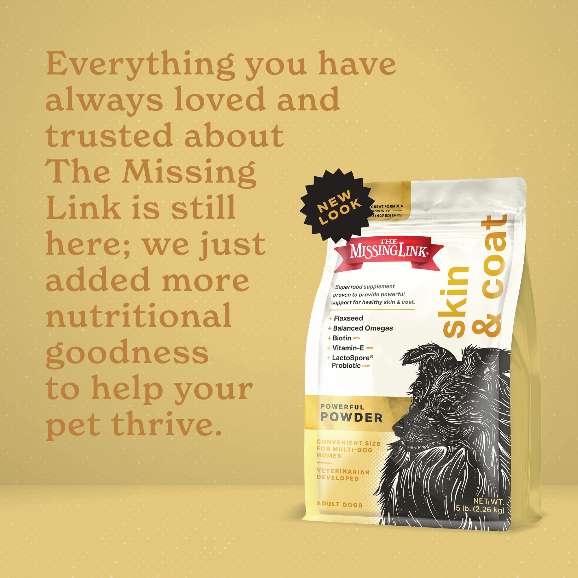 The Missing Link pelage plus éclatant et peau saine grâce aux nutriments