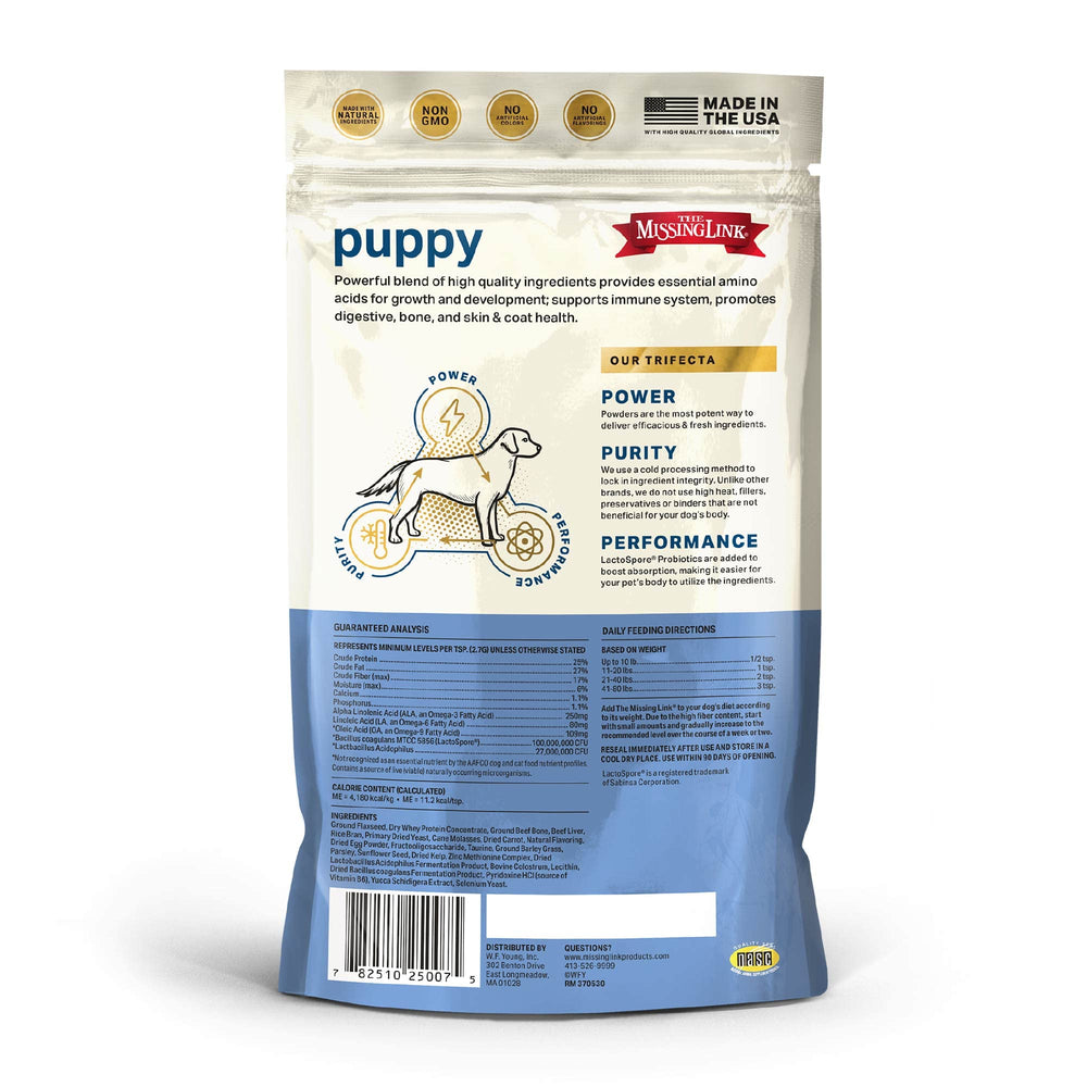 The Missing Link chiot – colostrum bovin soutenant le système immunitaire